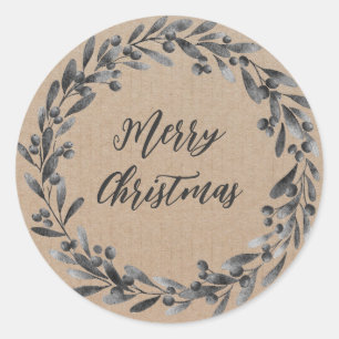 Personalised Christmas Wreath Merry Christmas Clas Classic Round Sticker