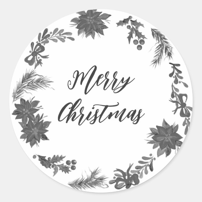 Personalised Christmas Wreath Merry Christmas Clas Classic Round Sticker (Front)