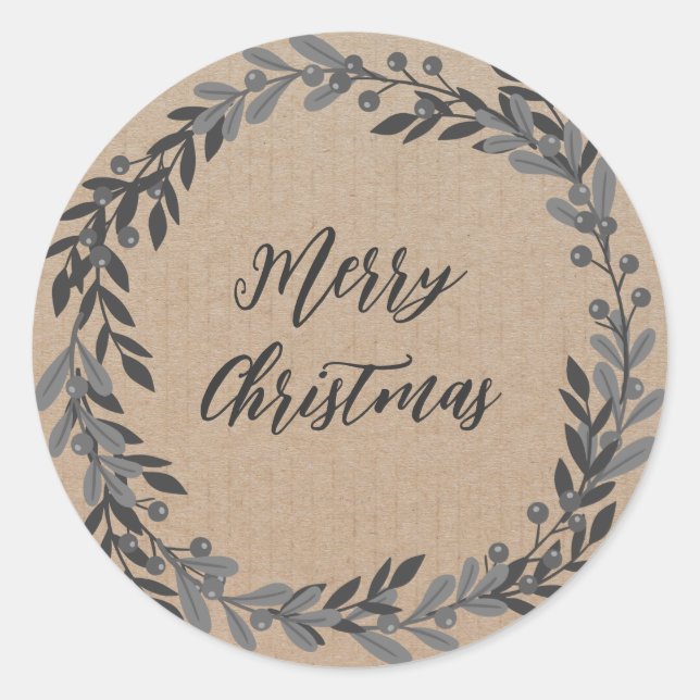 Personalised Christmas Wreath Merry Christmas Clas Classic Round Sticker (Front)