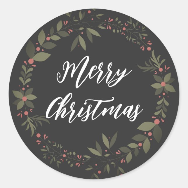 Personalised Christmas Wreath Merry Christmas Classic Round Sticker (Front)