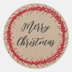 Personalised Christmas Wreath Merry Christmas Classic Round Sticker