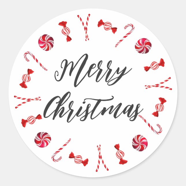 Personalised Christmas Wreath Merry Christmas Classic Round Sticker (Front)