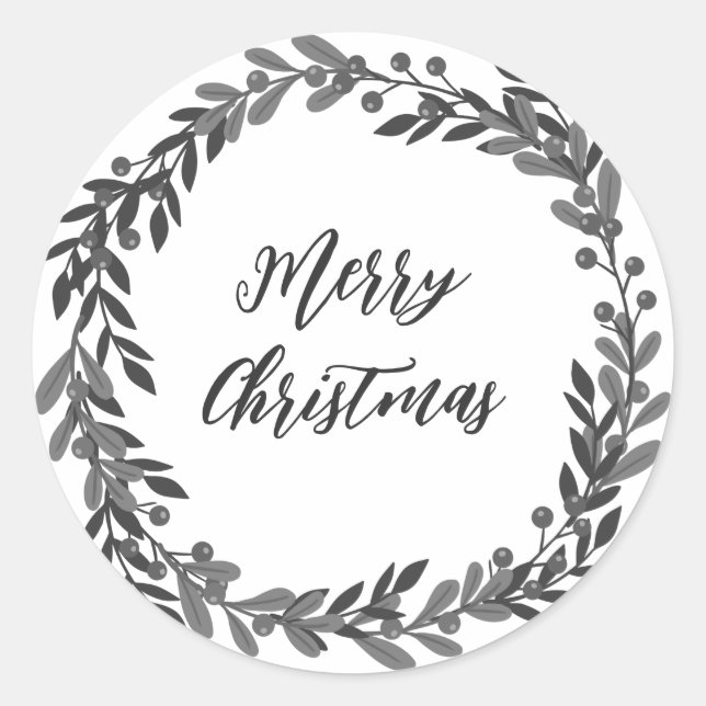 Personalised Christmas Wreath Merry Christmas Classic Round Sticker (Front)