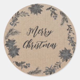 Personalised Christmas Wreath Merry Christmas Classic Round Sticker