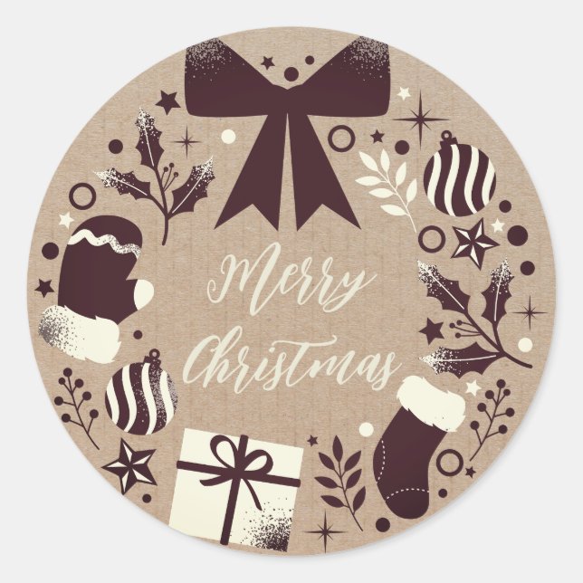 Personalised Christmas Wreath Merry Christmas  Classic Round Sticker (Front)