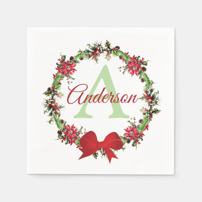 Personalised Christmas wreath  Napkin (Front)