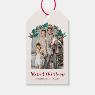 Personalised Christmas Wreath Photo Gift Tag