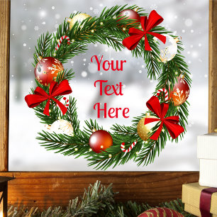 Personalised Christmas Wreath Sticker for Window