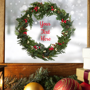 Personalised Christmas Wreath Window Sticker