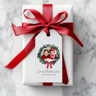 Personalised Christmas Wreath  with Photo & Name Gift Tags