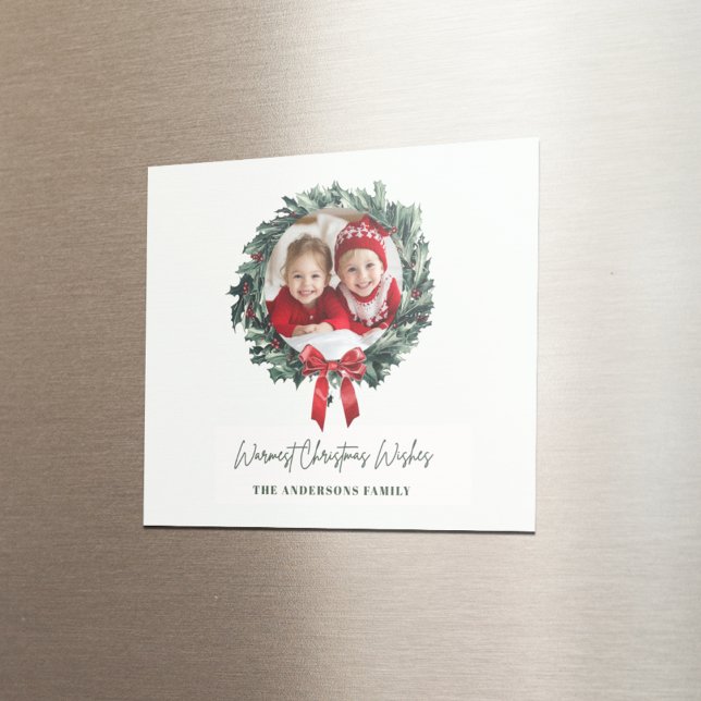 Personalised Christmas Wreath with Photo & Name Magnet (Creator Uploaded)