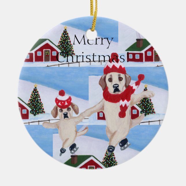 Personalised Christmas Yellow Labrs Ornament (Front)