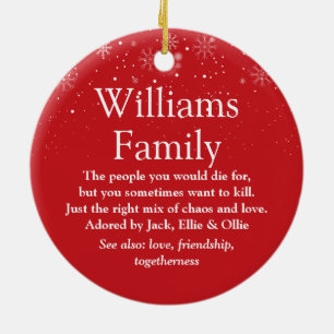 Personalised Christmas Your Family definition Ceramic Tree Decoration