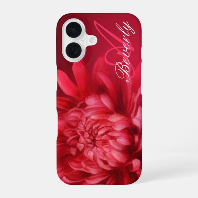 Personalised chrysanthemum red iphone case (Back)