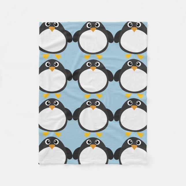 Personalised Chubby Penguin Fleece Blanket (Front)