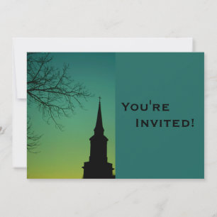 Personalised Church Steeple Baptism Invitation