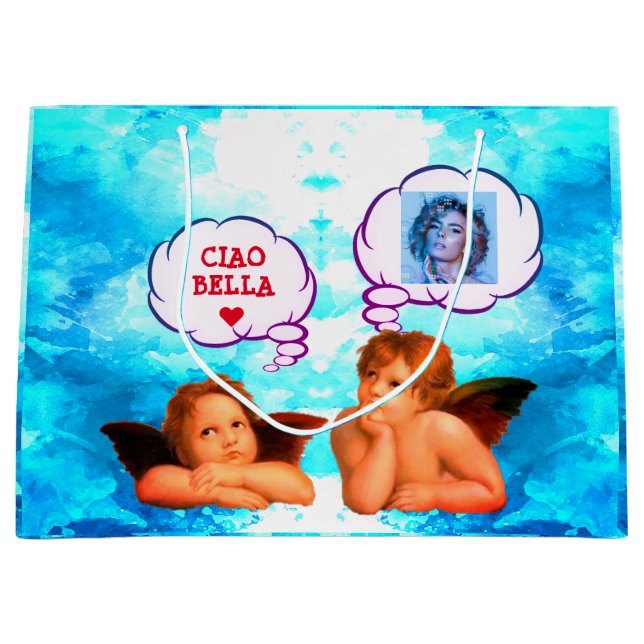 Personalised CIAO BELLA Cherub Angels Large Gift Bag (Front)