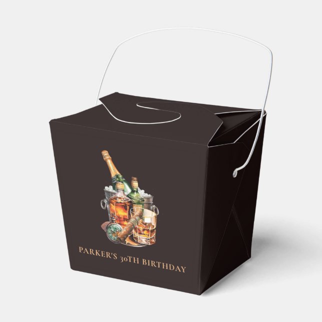 Personalised Cigar and Whisky Men's Birthday Favour Box (Front Side)