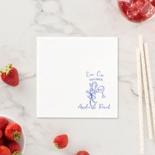 Personalised Cin Cin Cherub Cupid Hand Drawn Napkin
