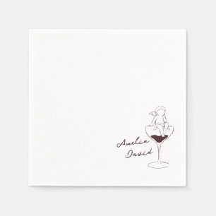 Personalised Cin Cin Cherub Cupid Hand Drawn Napkin