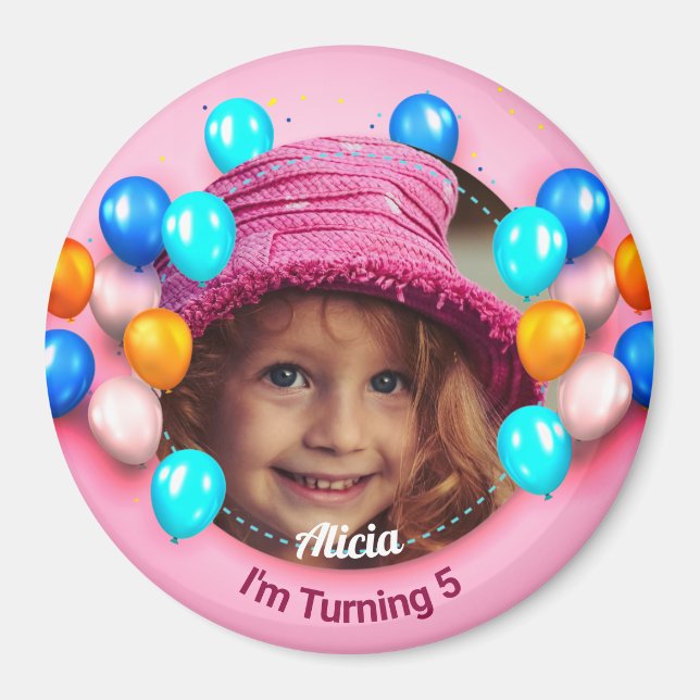 Personalised Circle Magnet Happy Birthday (Front)