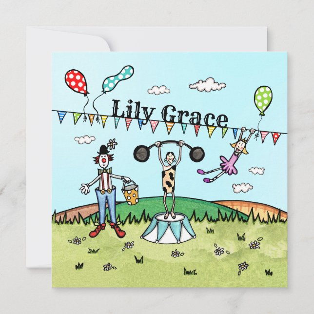 Personalised Circus Birthday Party Invitation (Front)