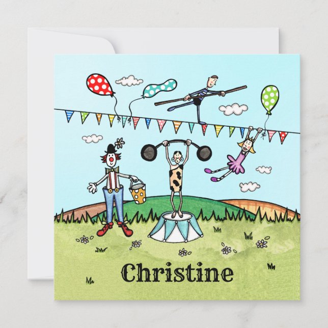 Personalised Circus Birthday Party Invitation (Front)
