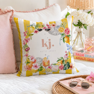 Personalised Citrus Summer Monogram Throw Pillow
