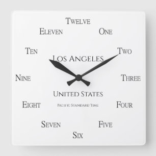 Personalised City Country Time Zone Home or Office Square Wall Clock
