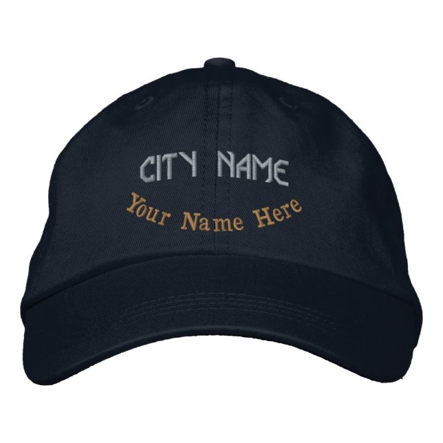 Personalised City Name Navy-Hat Featuring Classic  Embroidered Hat (Front)