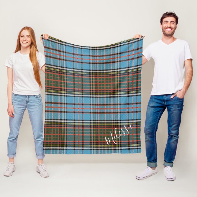Personalised Clan Anderson Plaid Tartan Fleece Blanket (In Situ)