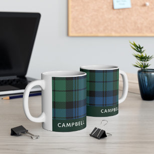 Personalised Clan Campbell Tartan Plaid Name Coffee Mug