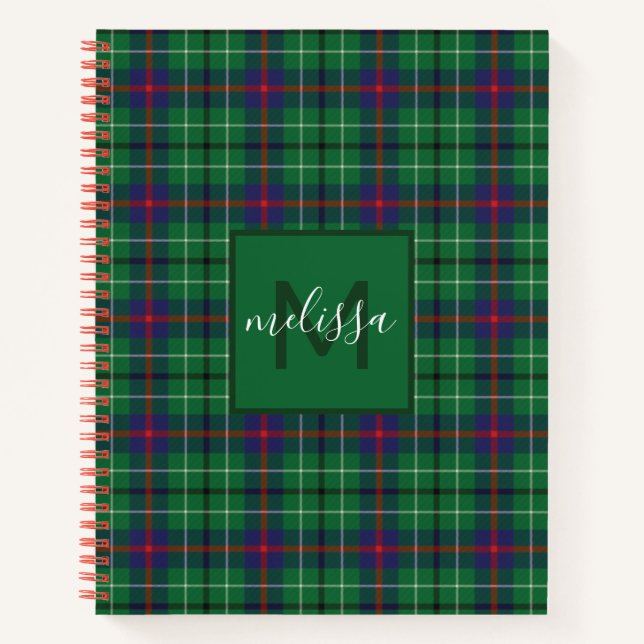 Personalised Clan Duncan Plaid Tartan Monogram Notebook (Front)
