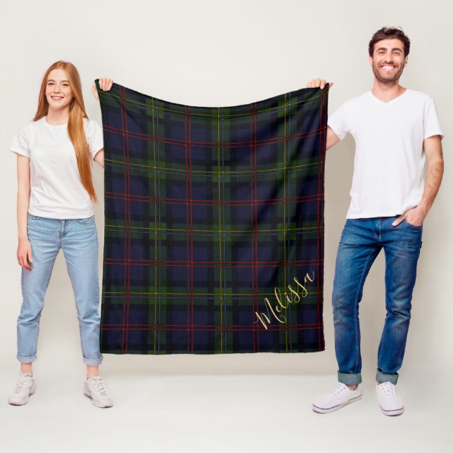 Personalised Clan Malcolm Tartan Plaid Name Fleece Blanket (In Situ)