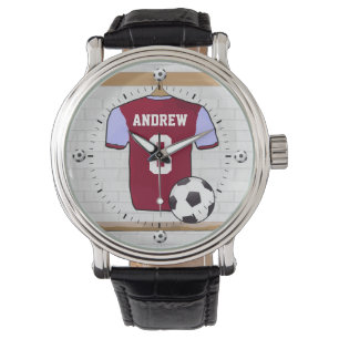 Personalised Claret Blue Football Soccer Jersey Watch