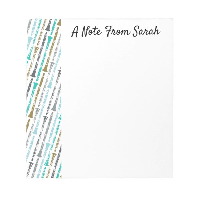Personalised Clarinet Pattern Notepad (Front)