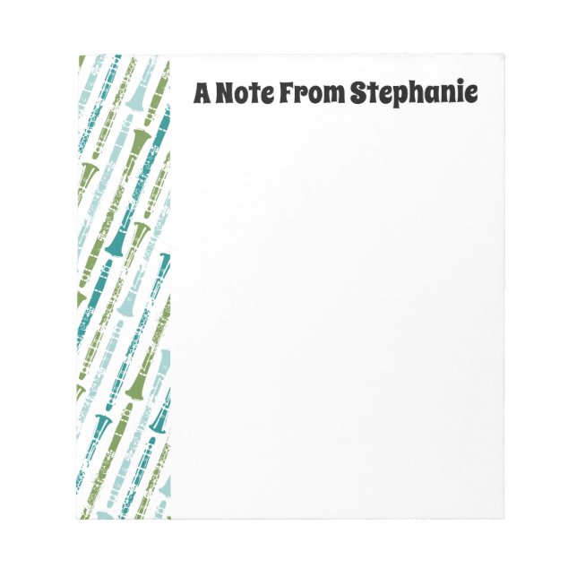 Personalised Clarinet Player Gift Music Themed Notepad (Front)