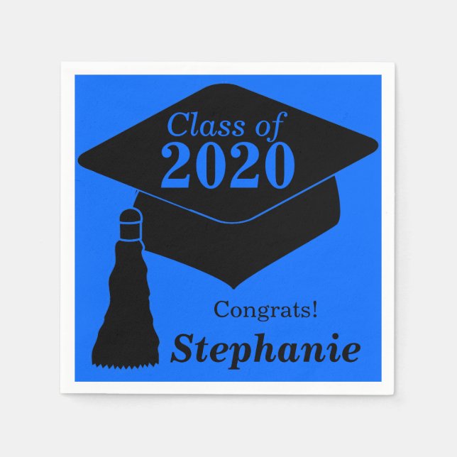 Personalised Class of 2024 Blue Black Napkin (Front)