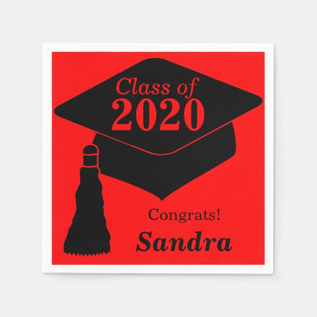 Personalised Class of 2024 Red Black Napkin (Front)