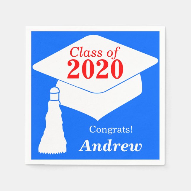 Personalised Class of 2024 Red White Blue Napkin (Front)