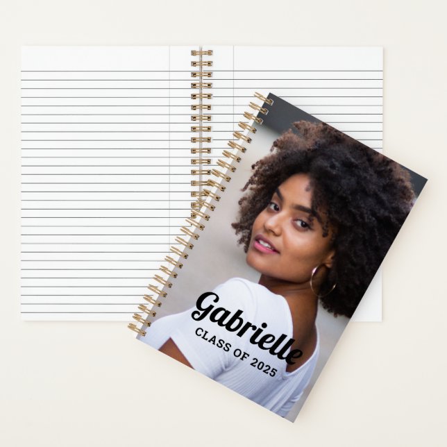 Personalised Class of 2025 Black Graduation Photo Notebook (Inside)