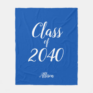 Personalised Class of Graduation Royal Blue Fleece Blanket