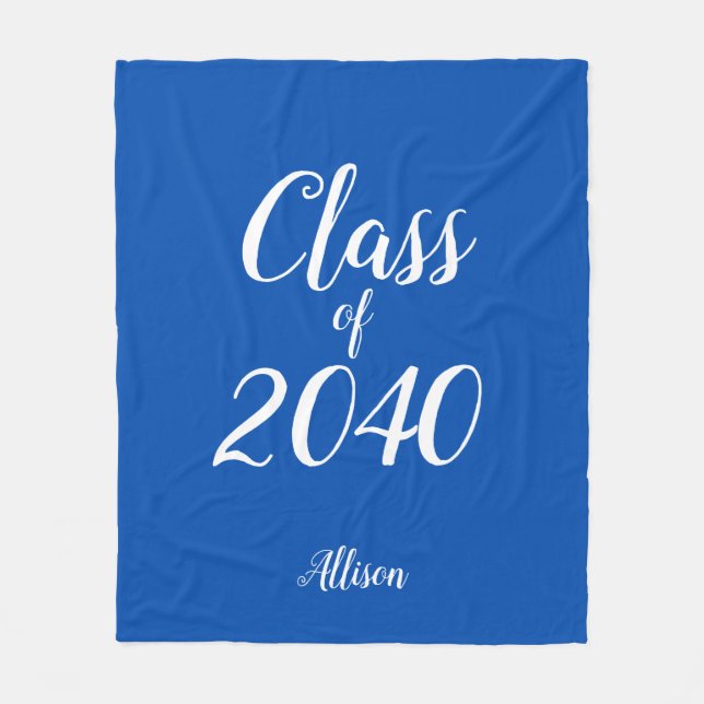 Personalised Class of Graduation Royal Blue  Fleece Blanket (Front)