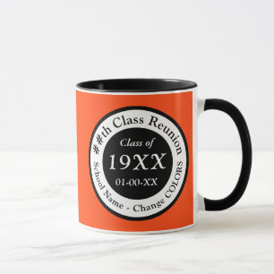 Personalised Class Reunion Mugs, Orange, White Mug