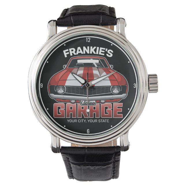 Personalised Classic American Muscle Car Garage Watch (Front)