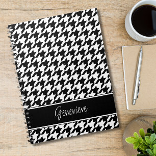Personalised Classic Black and White Houndstooth Notebook