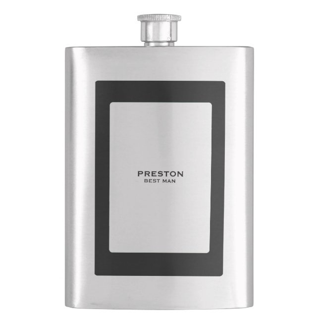 Personalised Classic Black Inset  Flask (Front)