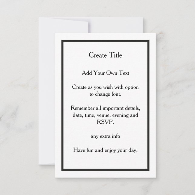 Personalised Classic Black Line Border Wedding Invitation (Front)