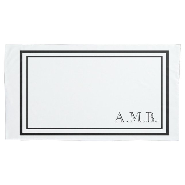 Personalised Classic Black Monogram King Size Pillowcase (Front)