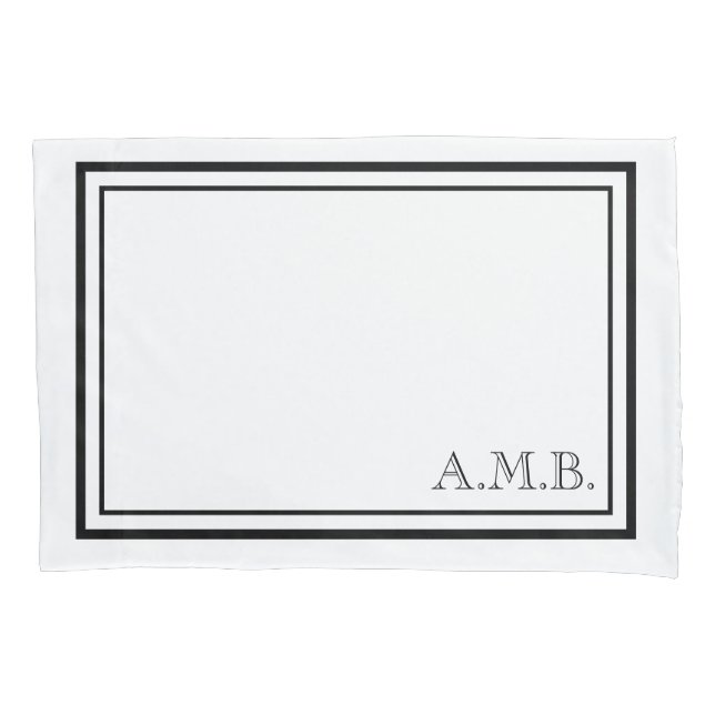 Personalised Classic Black Monogram Standard Pillowcase (Front)